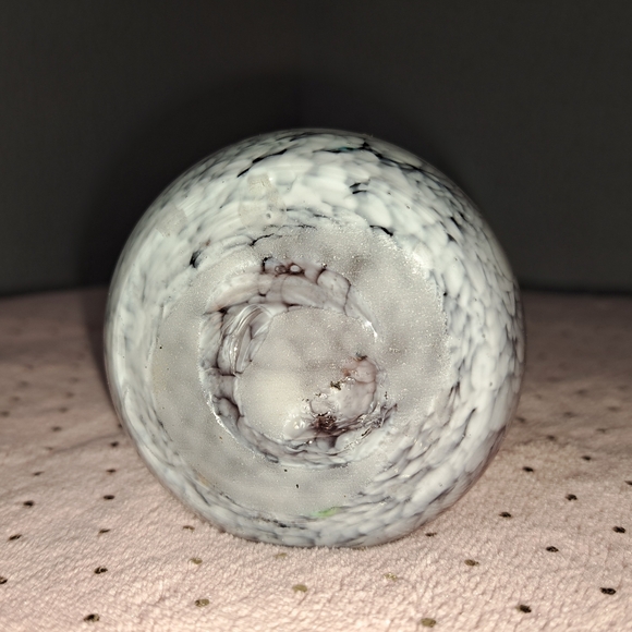 Vintage Mid Century Modern Hand Blown Glass Vase Purple  White Swirl Small - Picture 10 of 13